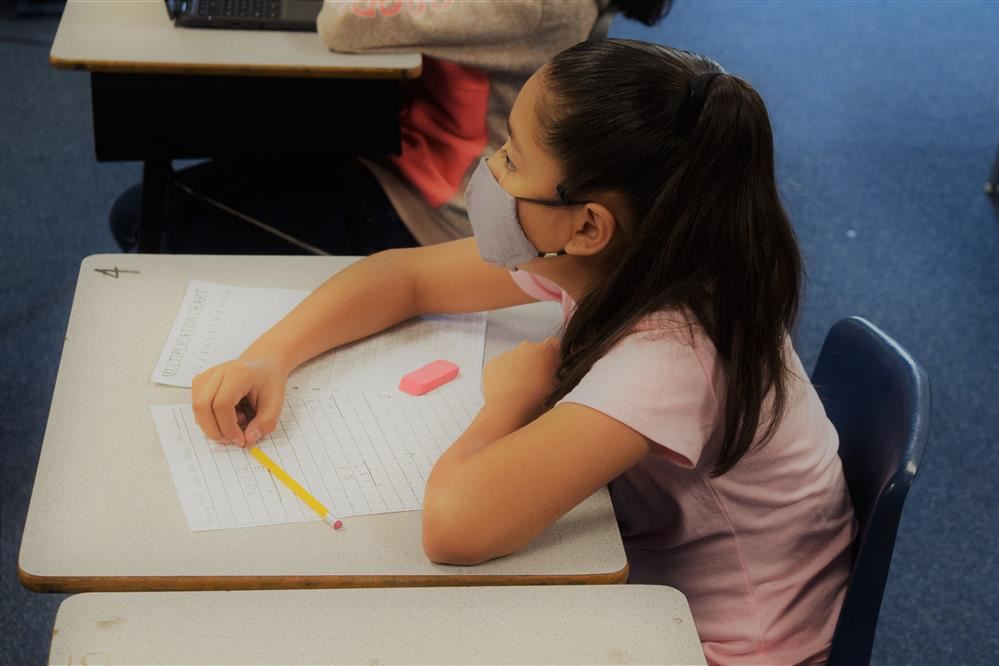 Girl taking test